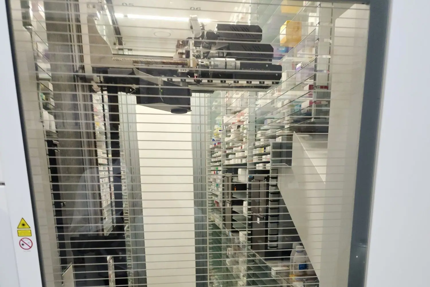 The robotic dispensing system that stores and picks medicines in the dispensary at Priceline Pharmacy Pacific Fair