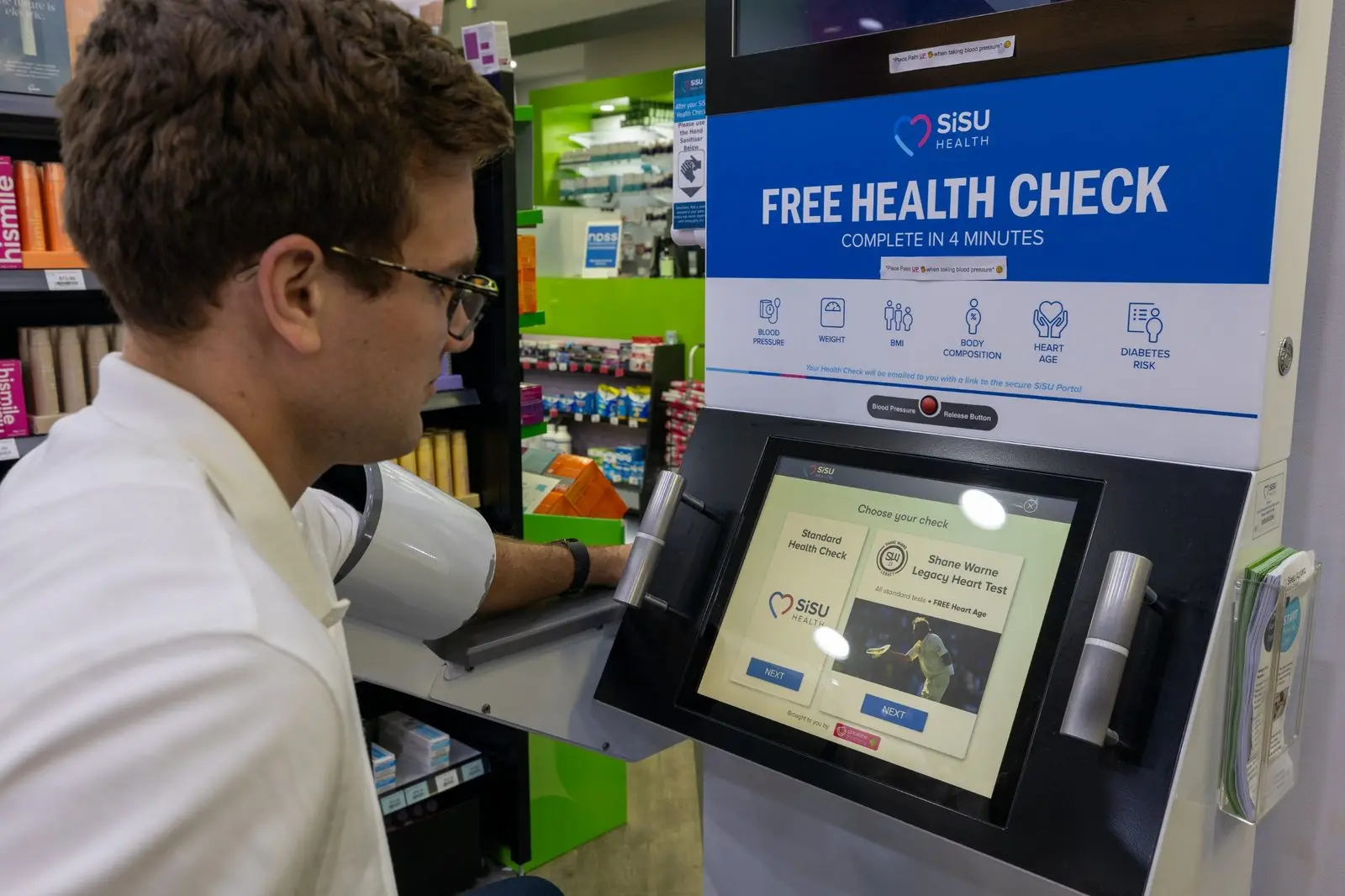 The free health check station inside Priceline Pharmacy Pacific Fair